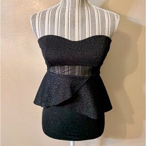 Sexy Mini Dress Small Symphony Black Sparkly Bodycon Mesh Sleeveless Padded